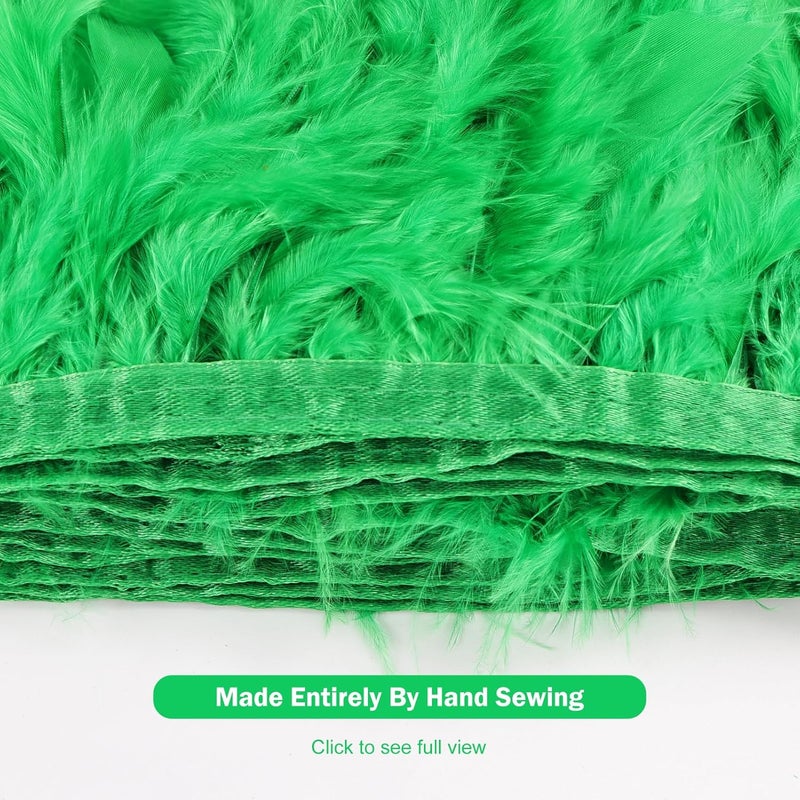 MAOFENG 2 Yards Natural Turkey Feathers Trim Sewing Fringe Fashion Dress Sewing 4-6inch for DIY Handicrafts Costumes Decoration,Green - Image 3